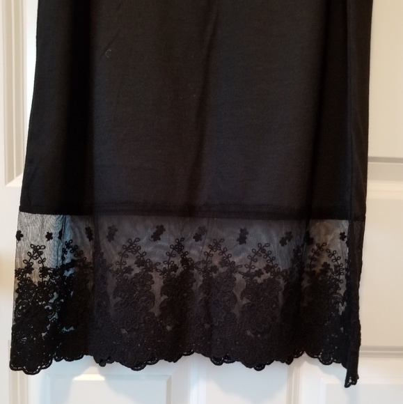 Long Black Tank with Lace Hem - Picture 3 of 7